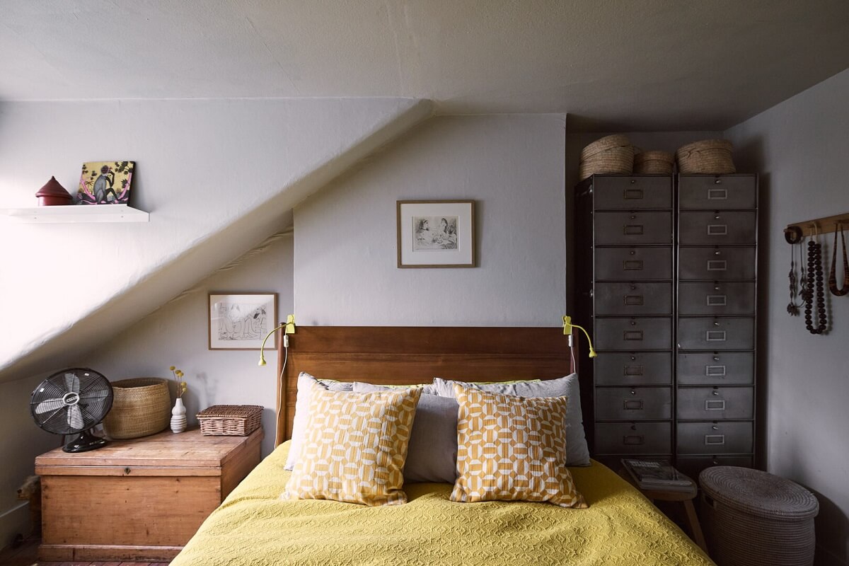 bedroom slanted ceiling