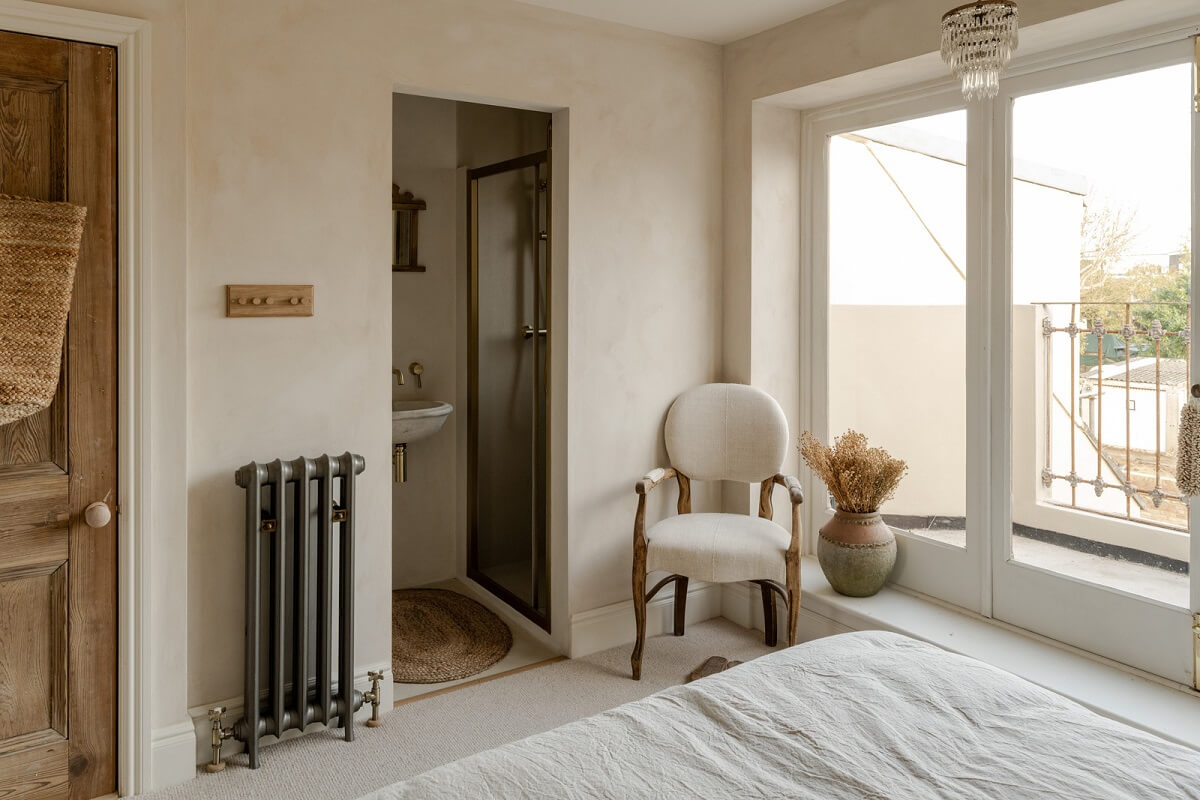 bedroom with tiny en suite bathroom