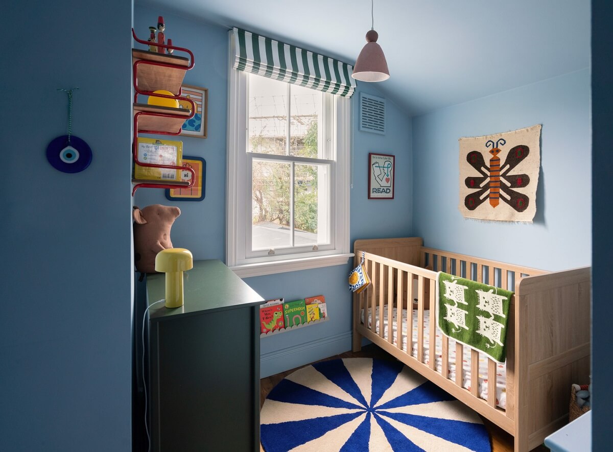 blue color drenched nursery