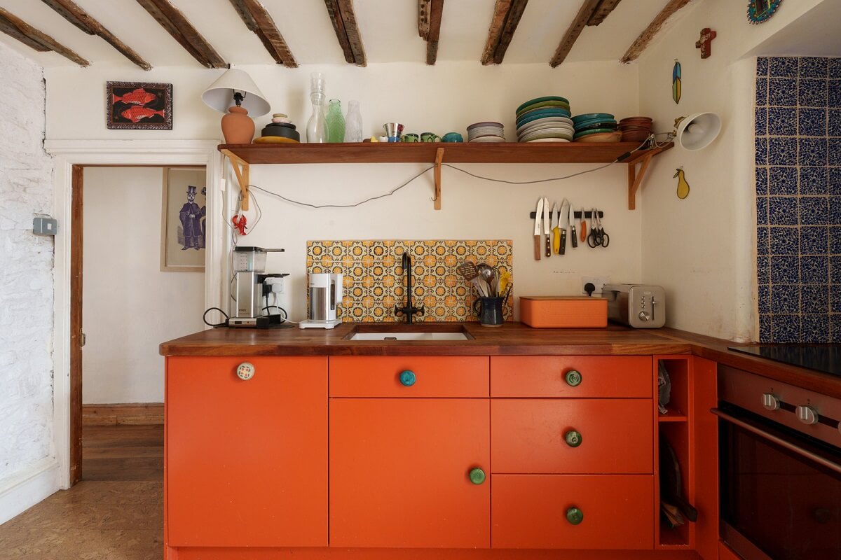 orange kitchen cabinets