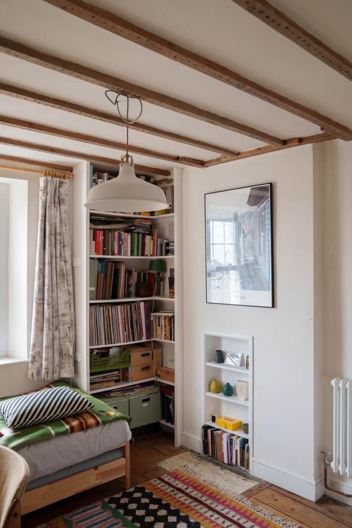 wooden ceiling beams guest room