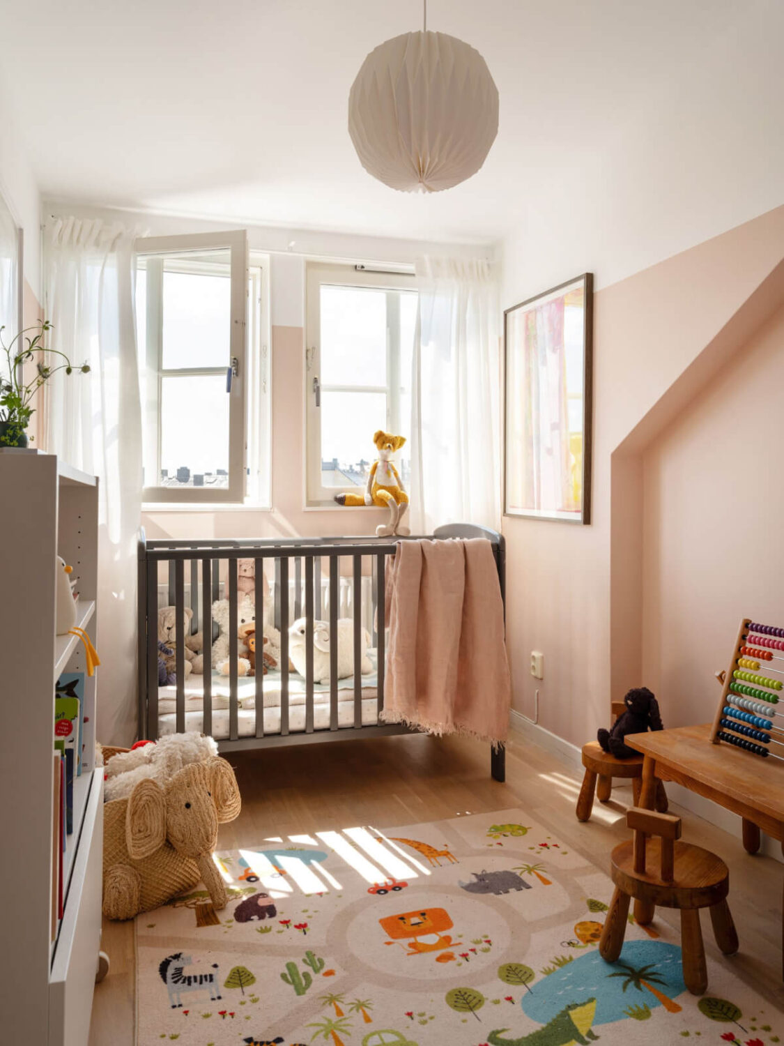 nursery with light pink wall