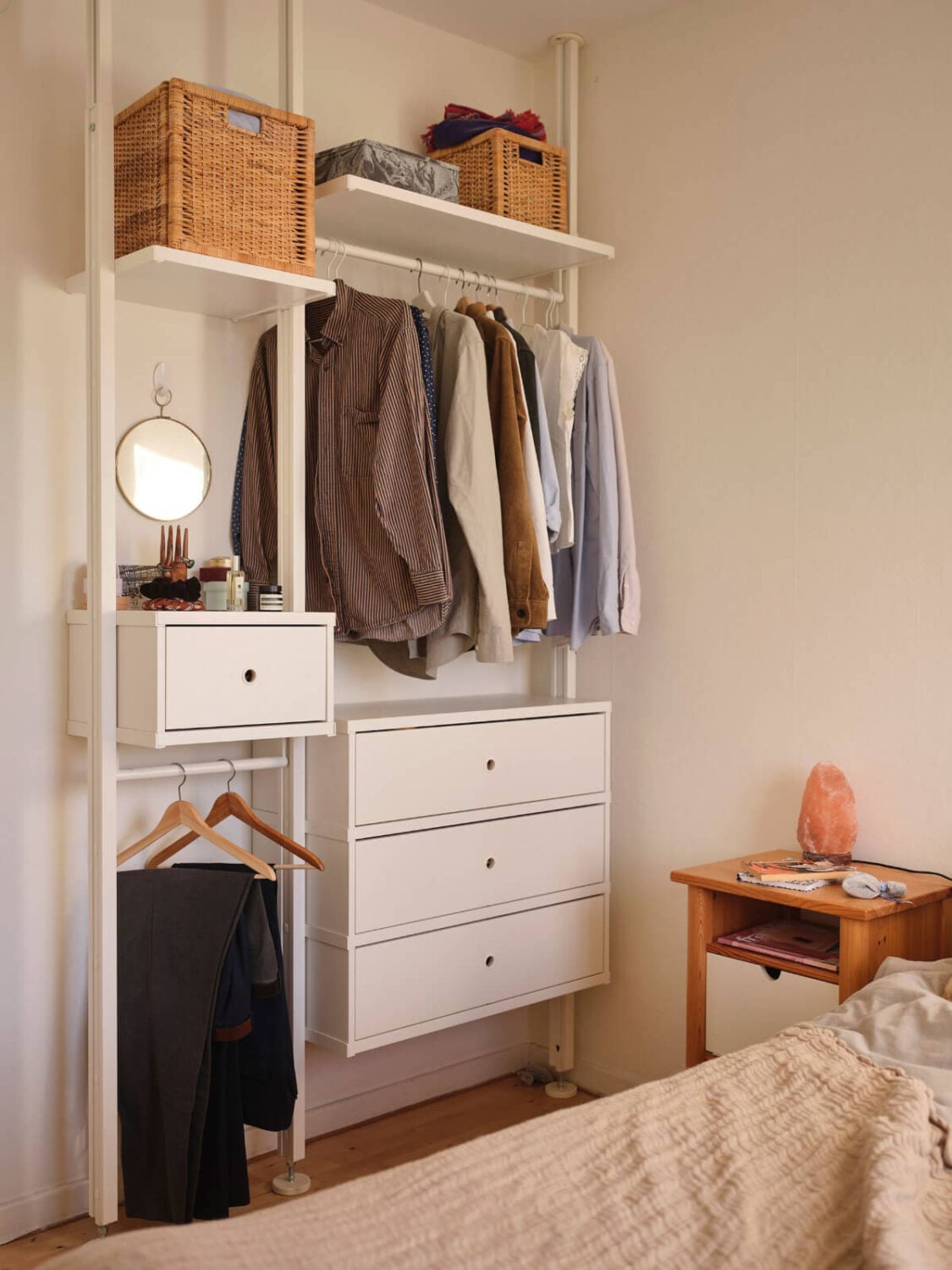 A Small, Light Swedish Apartment with Midcentury Features 20 bedroom open wardrobe system