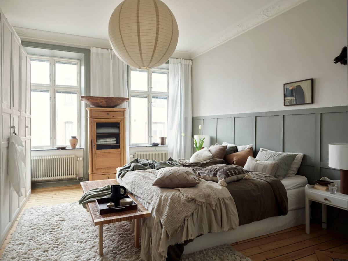 A Light Scandi Apartment in a Former Stately Home 15 bedroom wooden floors wall paneling