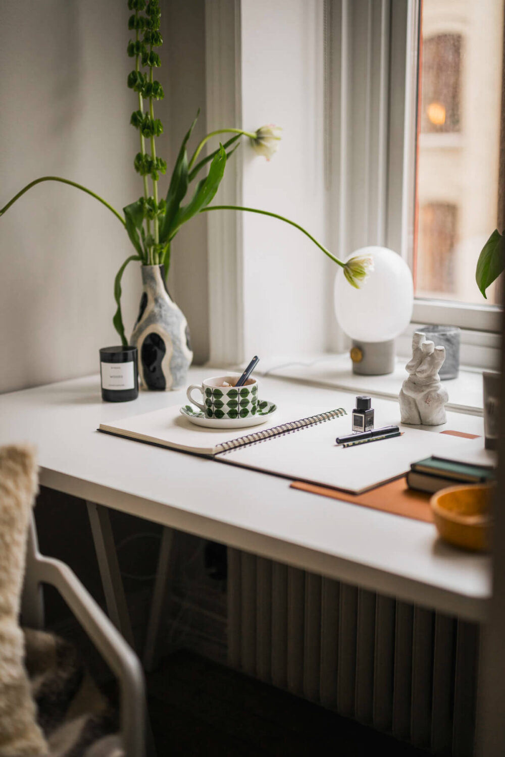 An Early 20th-Century Apartment with a Pink Kitchen 14 desk under window bedroom