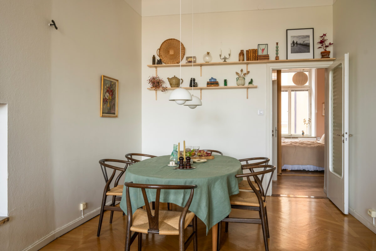 dining area shelf above door