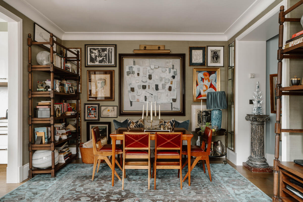 dining area with gallery wall