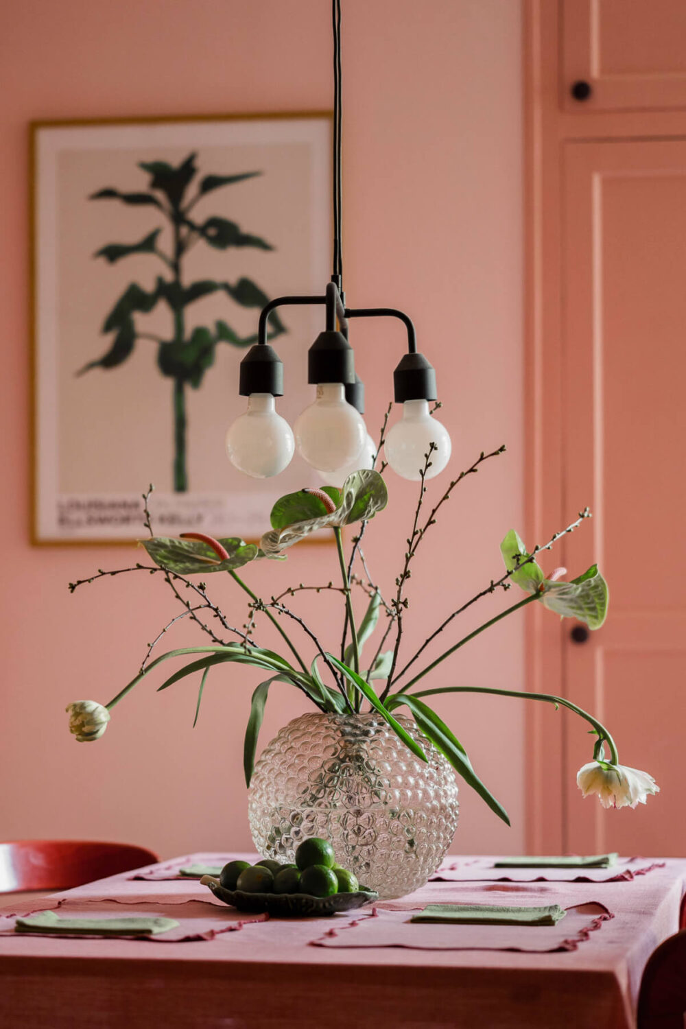 An Early 20th-Century Apartment with a Pink Kitchen 25 dining table pendant
