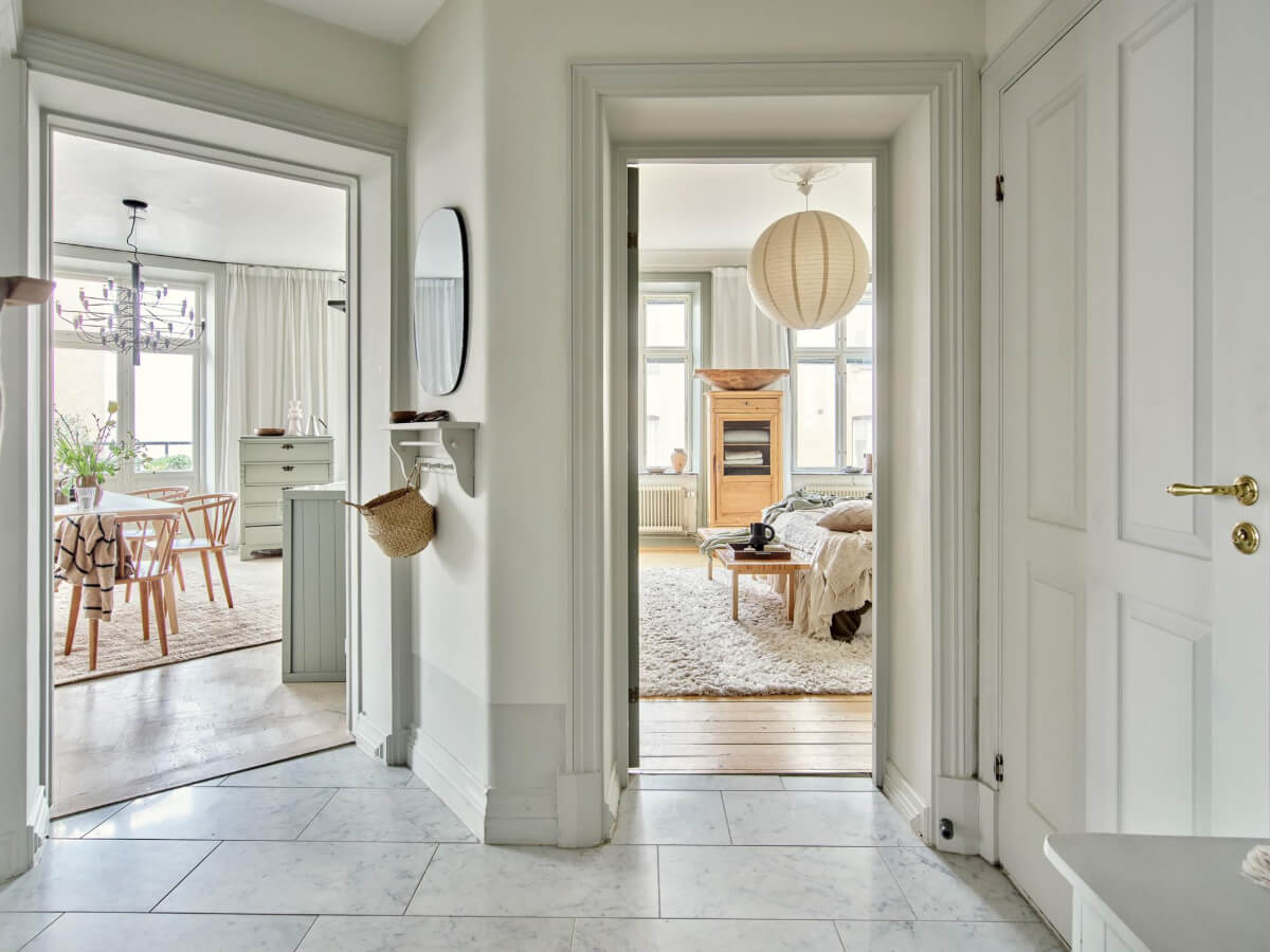 A Light Scandi Apartment in a Former Stately Home 23 hall floor tiles