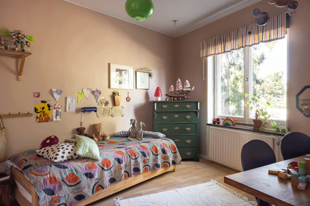 A Cozy Swedish Apartment in a 1950s Building 17 kids bedroom pink walls