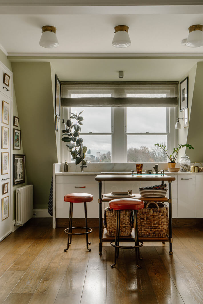 kitchen slanted walls gallery wall