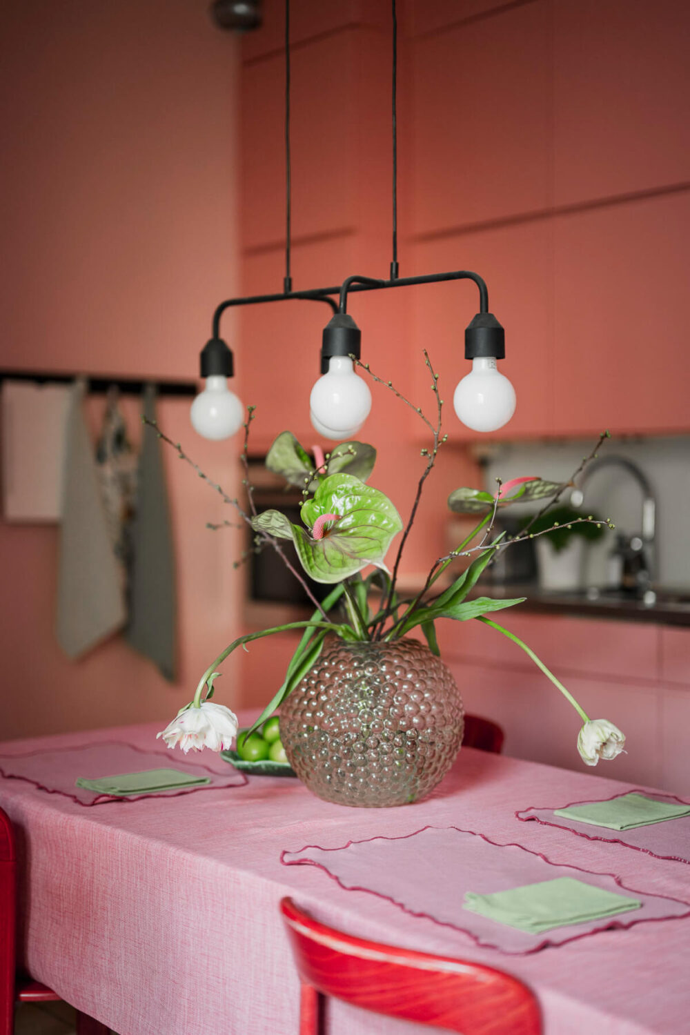 An Early 20th-Century Apartment with a Pink Kitchen 30 kitchen table detail