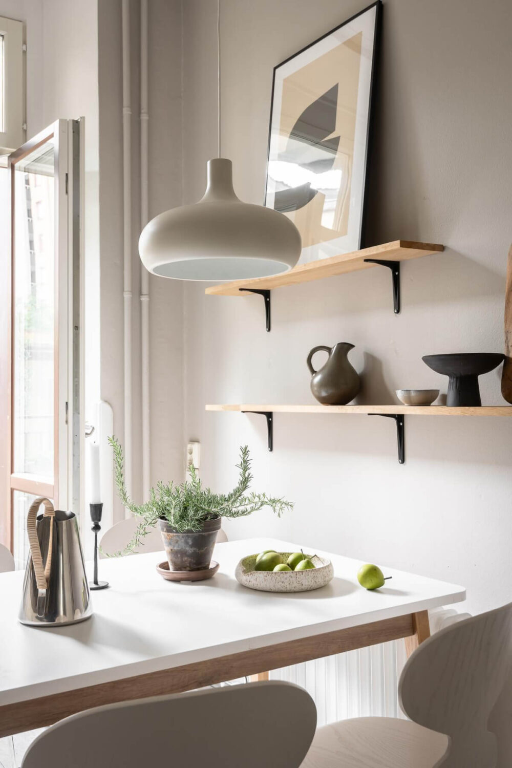 kitchen table with shelves