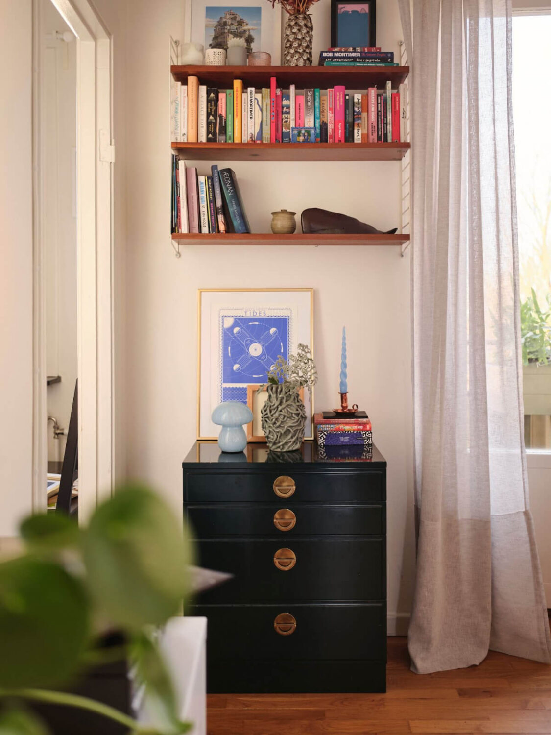 A Small, Light Swedish Apartment with Midcentury Features 7 living room detail