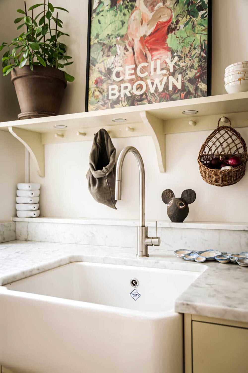 Large Rooms in an Art Nouveau Apartment in Sweden 9 marble countertop with butler sink