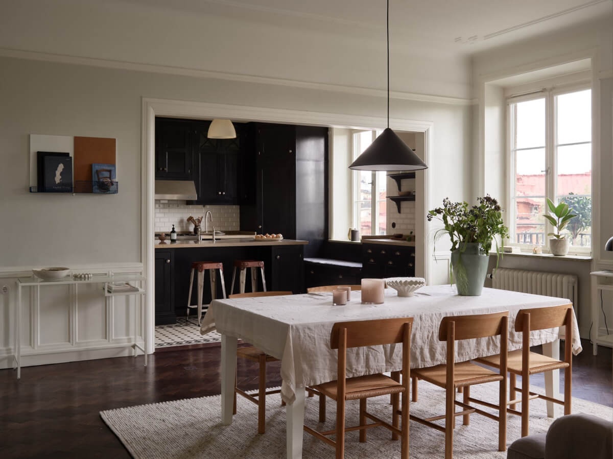 open plan kitchen dining room