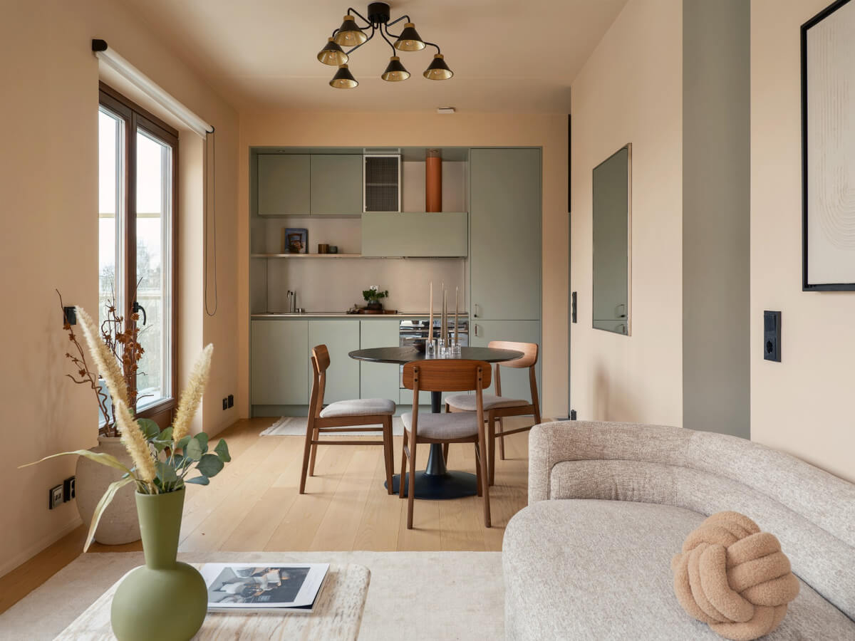 small living room integrated kitchen