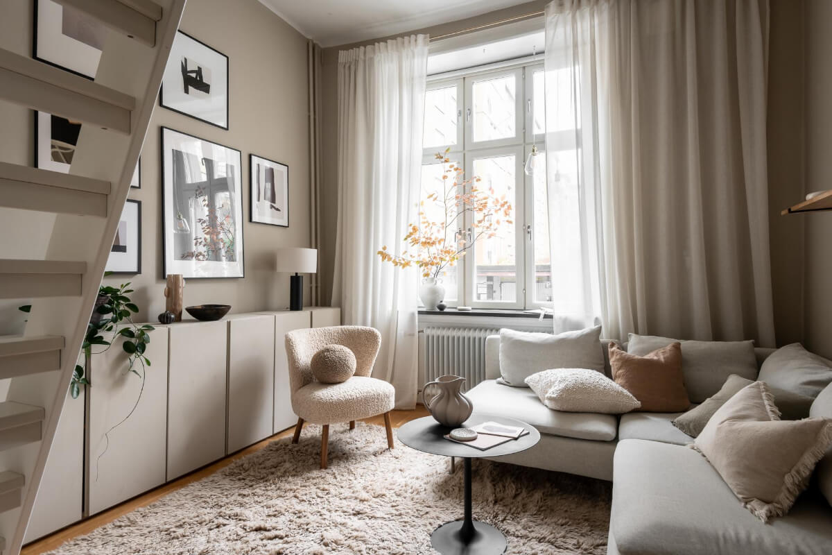 studio apartment living area