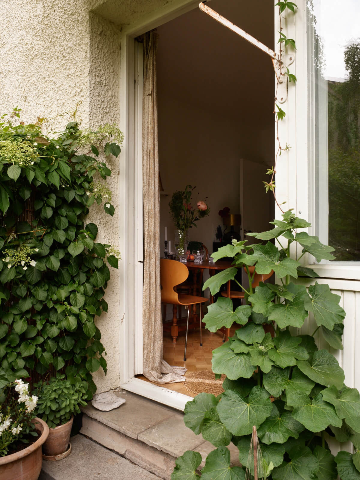 Image showcasing A Small Vintage Apartment with a Tiny Green Patio Garden - The Nordroom