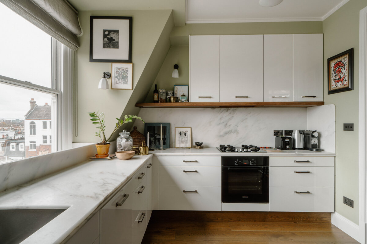 white and marble kitchen