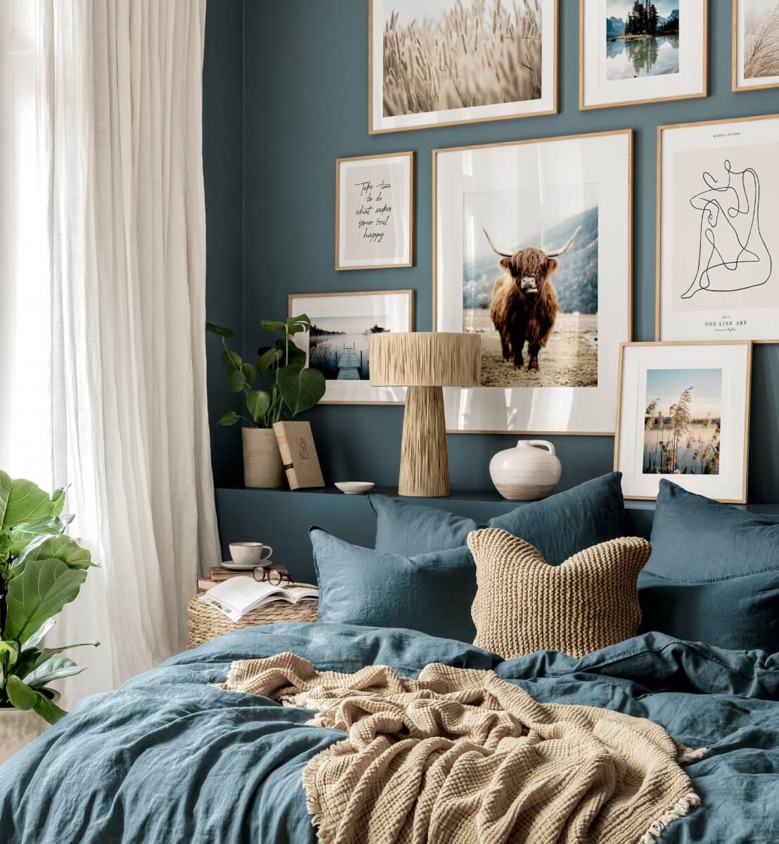 blue-bedroom-natural-color-accents-gallery-wall-nordroom