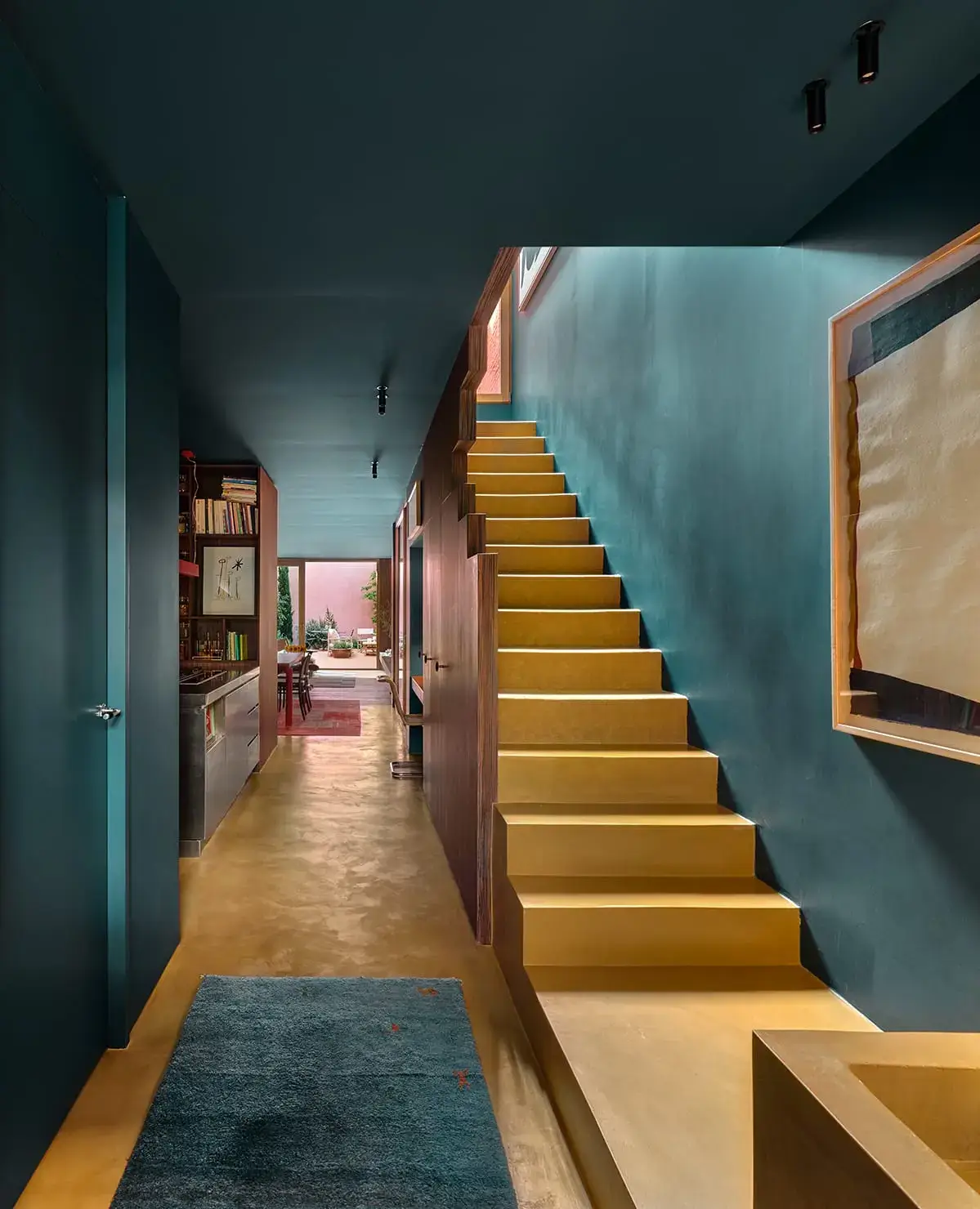 Colorful Contemporary Interiors in a 1930s Spanish House 8 blue hallway