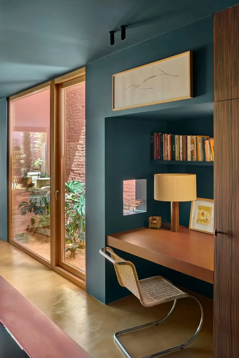 Colorful Contemporary Interiors in a 1930s Spanish House 5 built-in home office