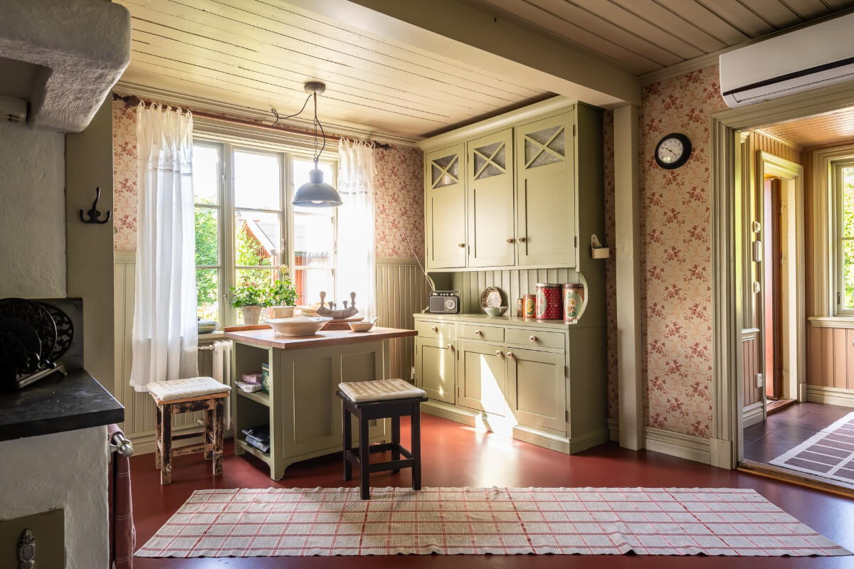 country kitchen red floor