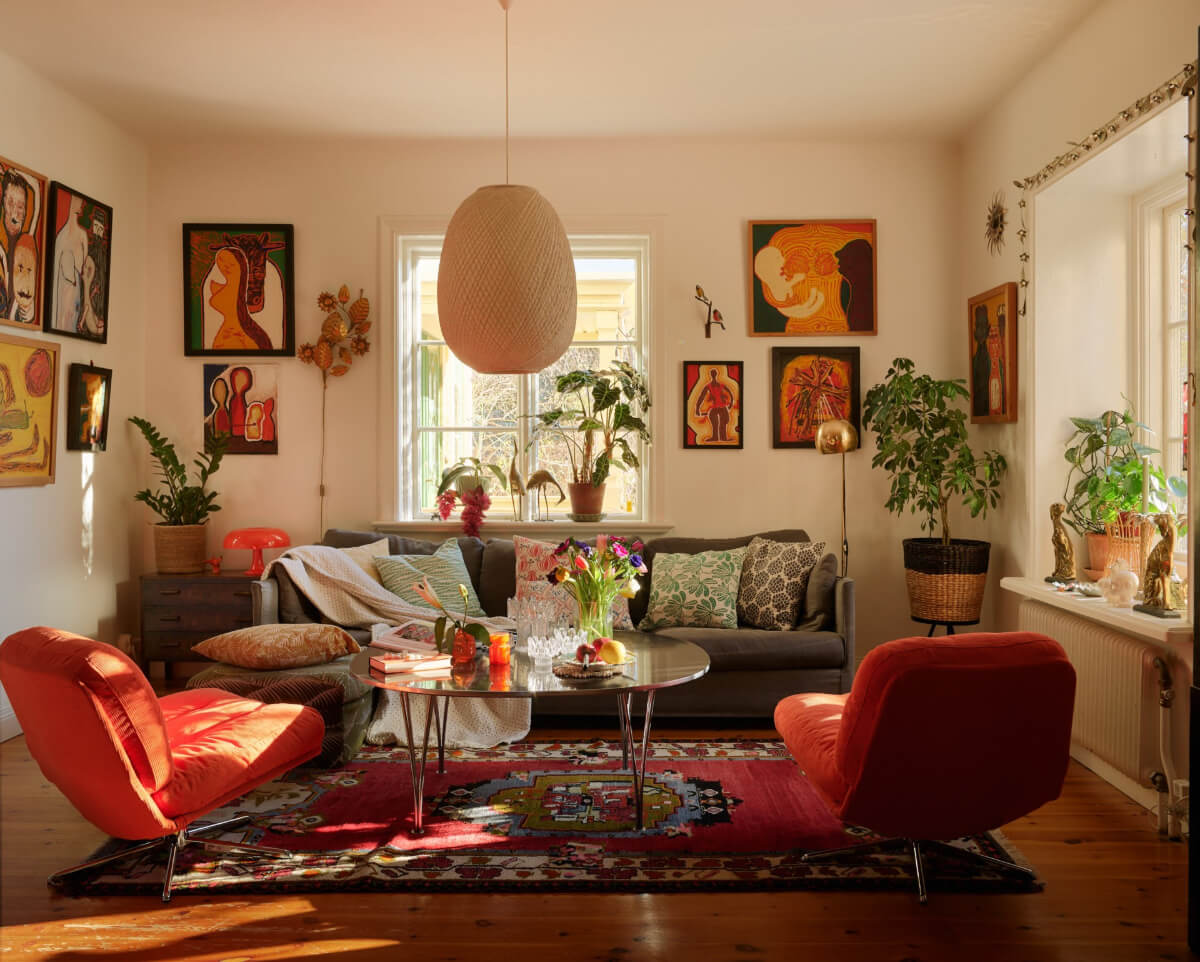 cozy colorful living room art