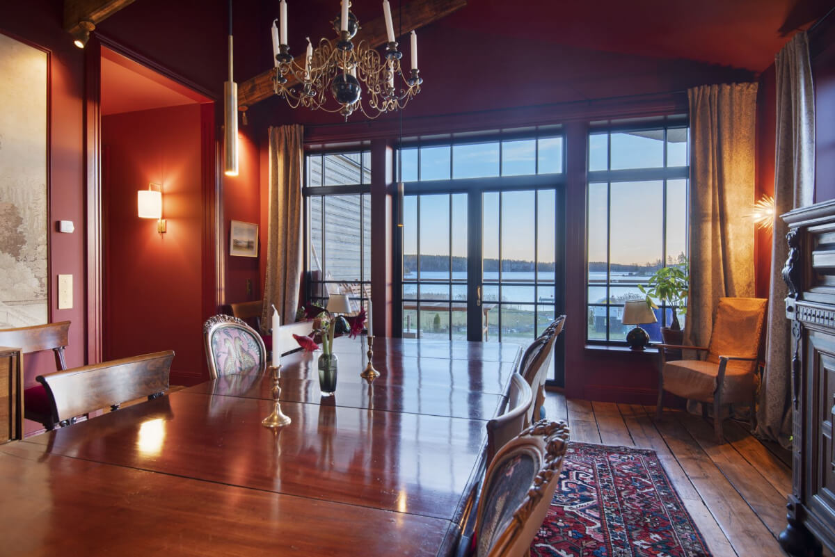 dining room with sea views