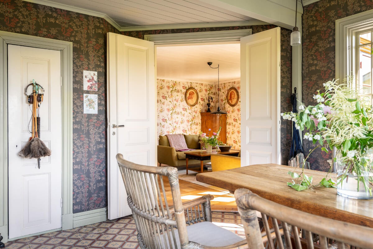 double doors into living room
