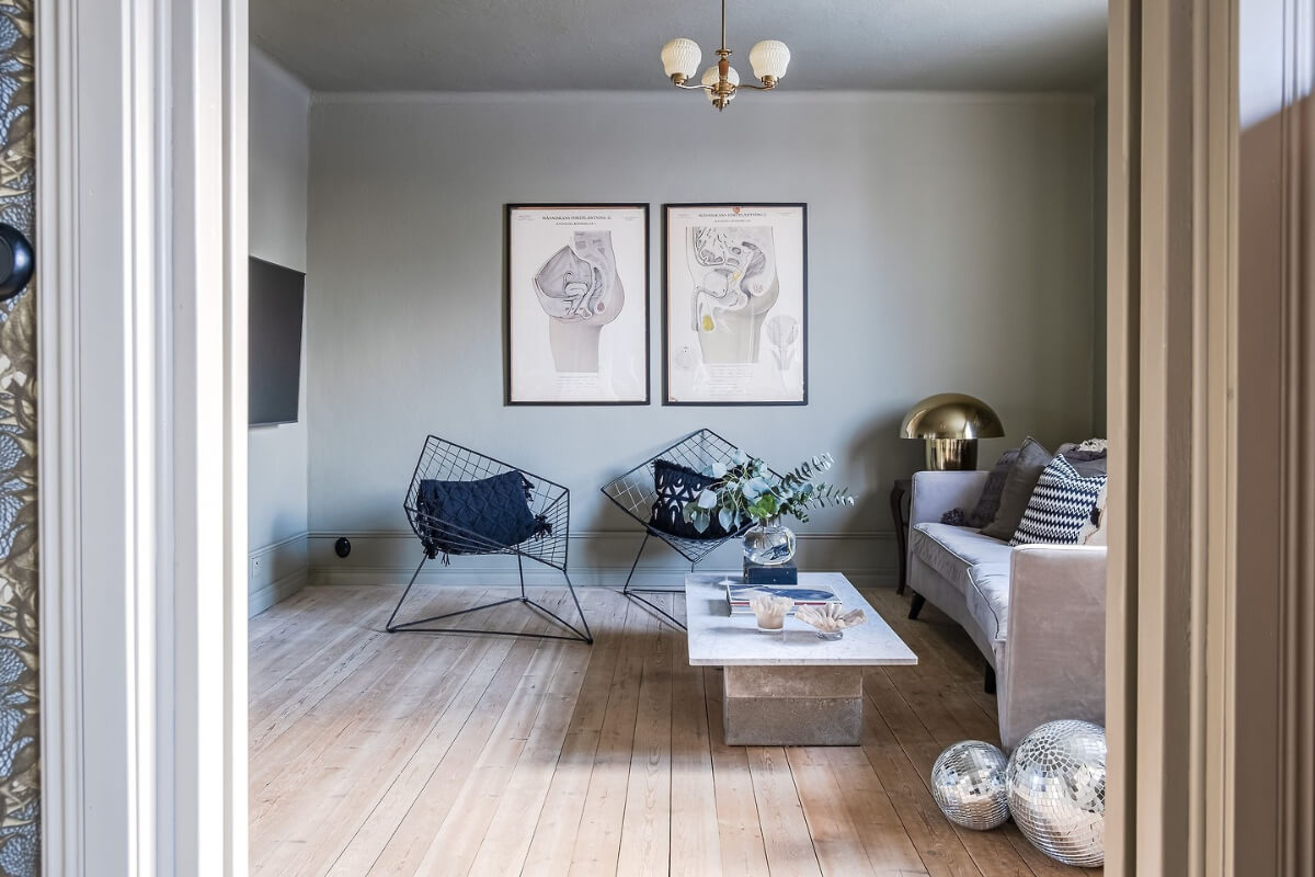 A Charming Duplex Apartment with a Stunning Kitchen 8 gray living room