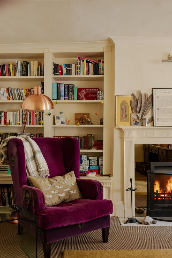 Period Features and Color in a Pretty Georgian House 14 library room