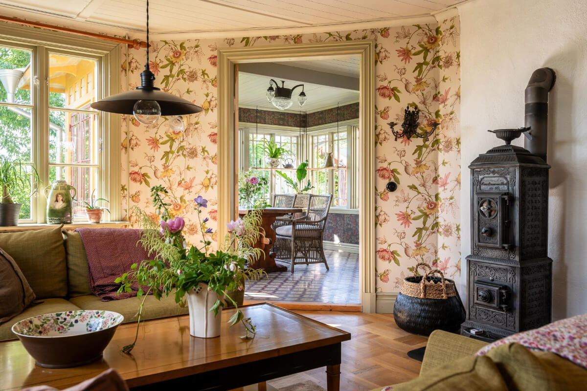living room peek into garden room