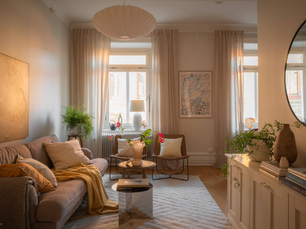 living room warm natural light