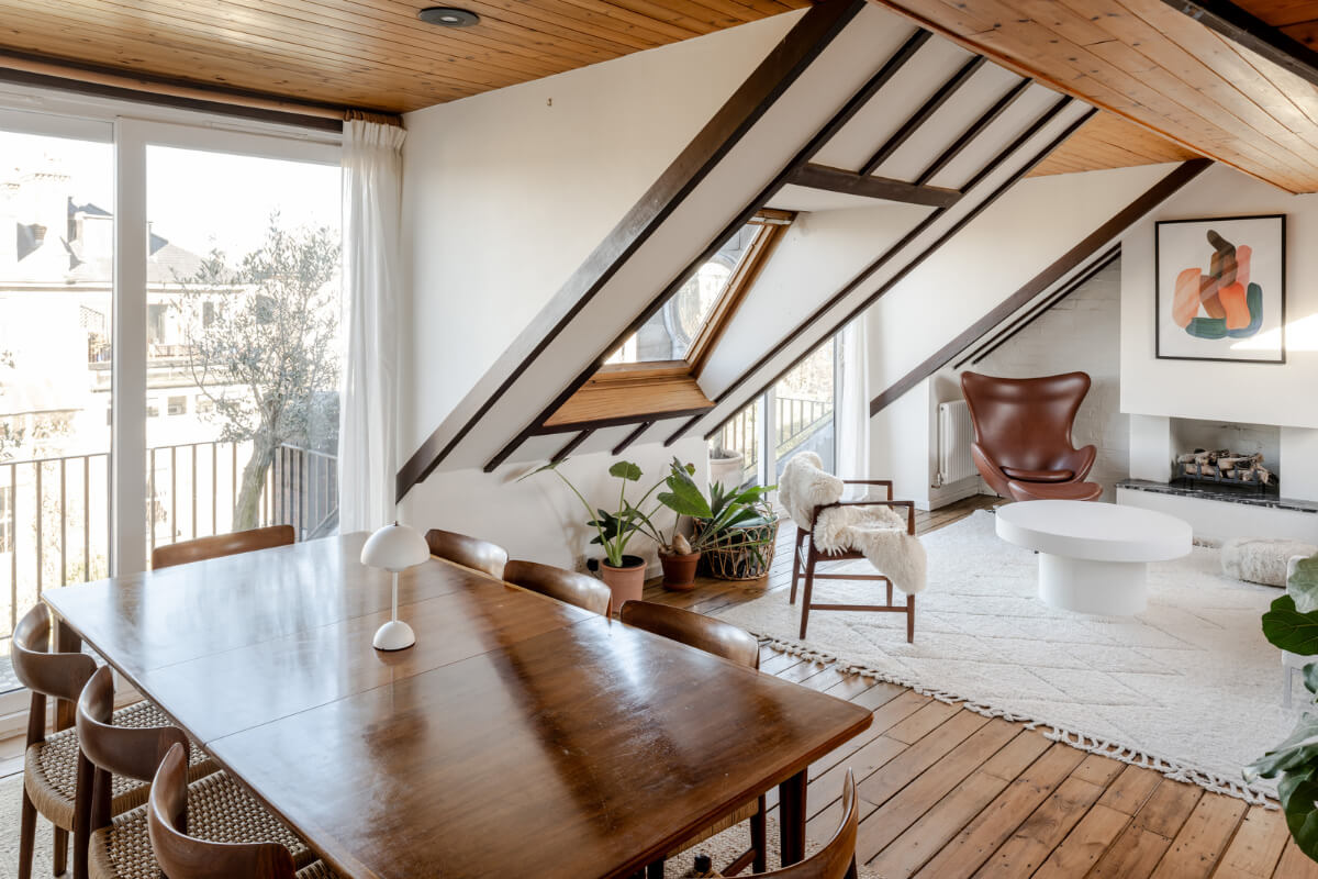 A Light Duplex Apartment in an Arts and Crafts Building 2 living room wooden floorboards