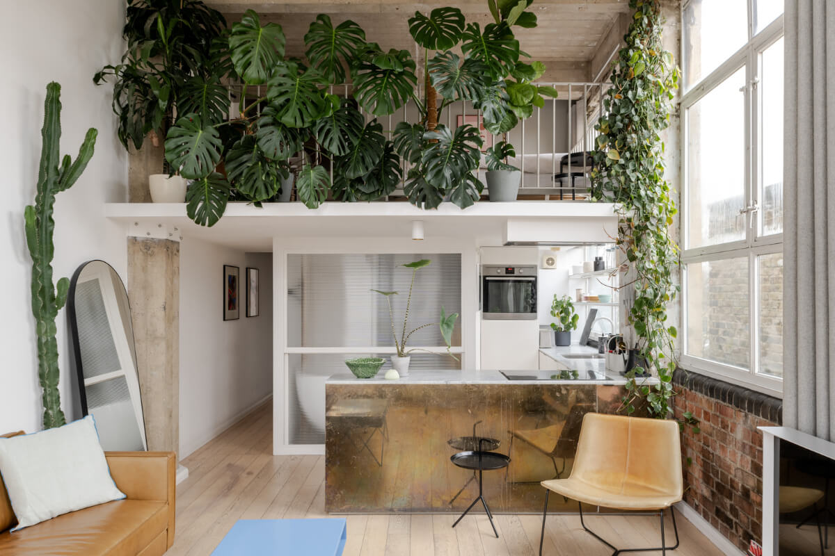 london loft with plants
