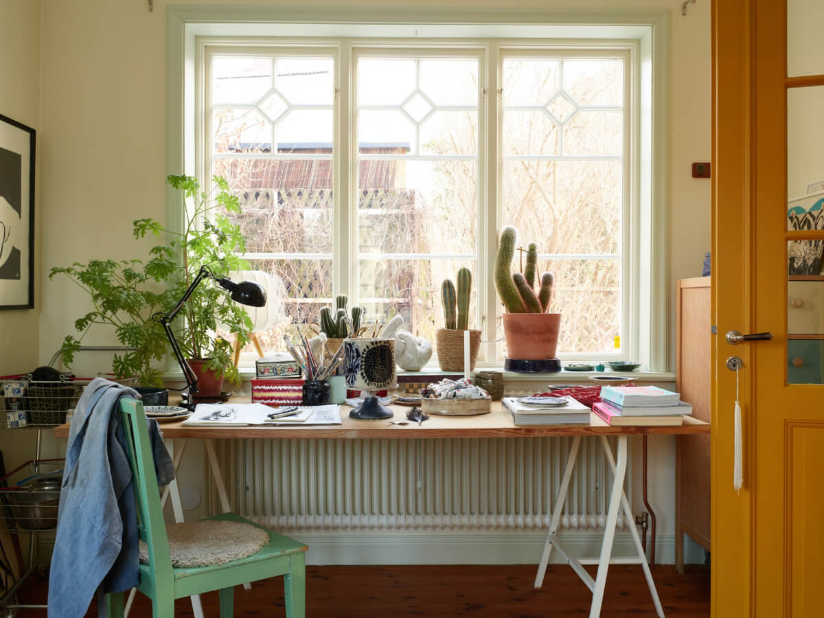 simple desk under window