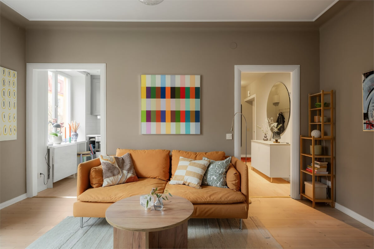 A Studio Apartment with Brown Walls 8 studio apartment open doorways to hall and kitchen