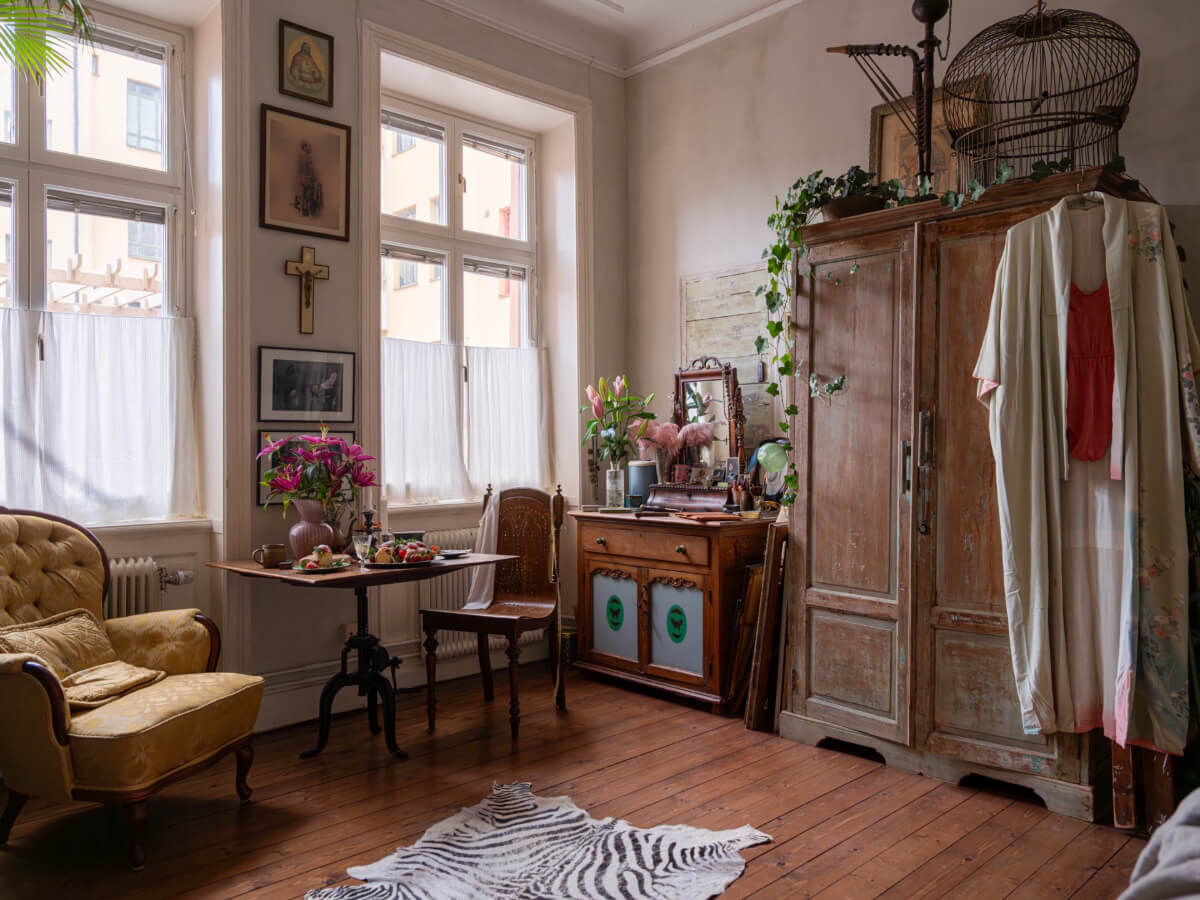 antique furniture studio apartment