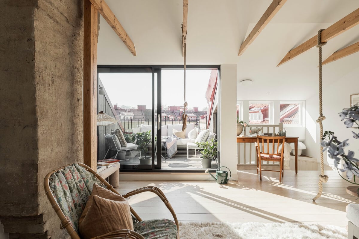 A Swedish Duplex Apartment Inspired by A Danish Summer House 3 attic living space large balcony