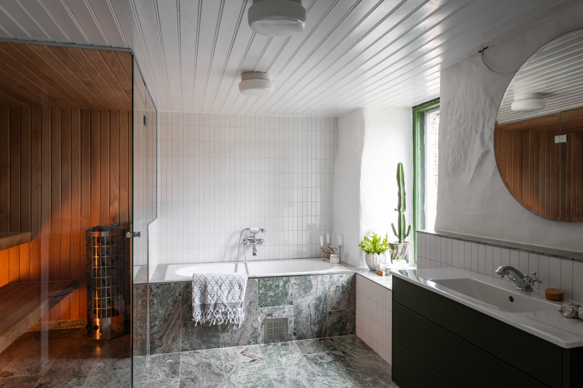 Turn-of-the-Century Charm Meets Modern Comfort in a Swedish House 27 bathroom with sauna