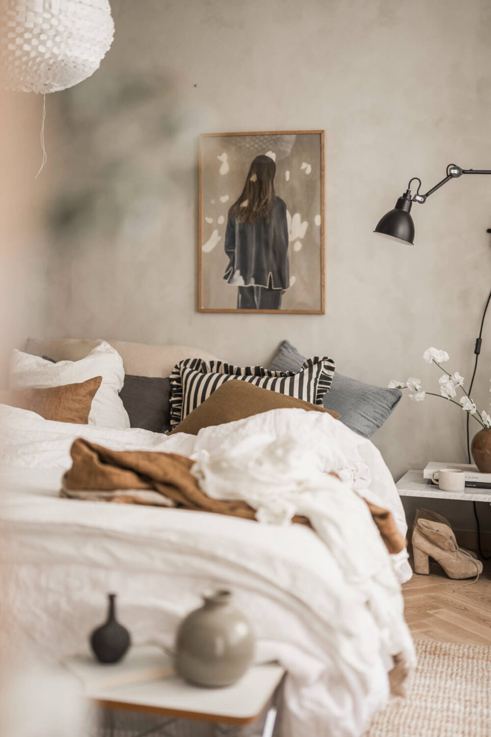 A Light-Filled Contemporary Swedish Apartment 16 bedroom brown color accents