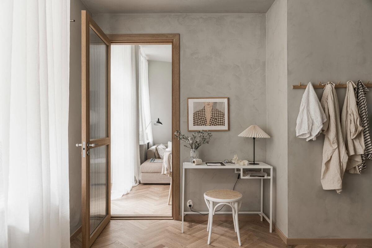 A Light-Filled Contemporary Swedish Apartment 21 bedroom home office white ikea desk