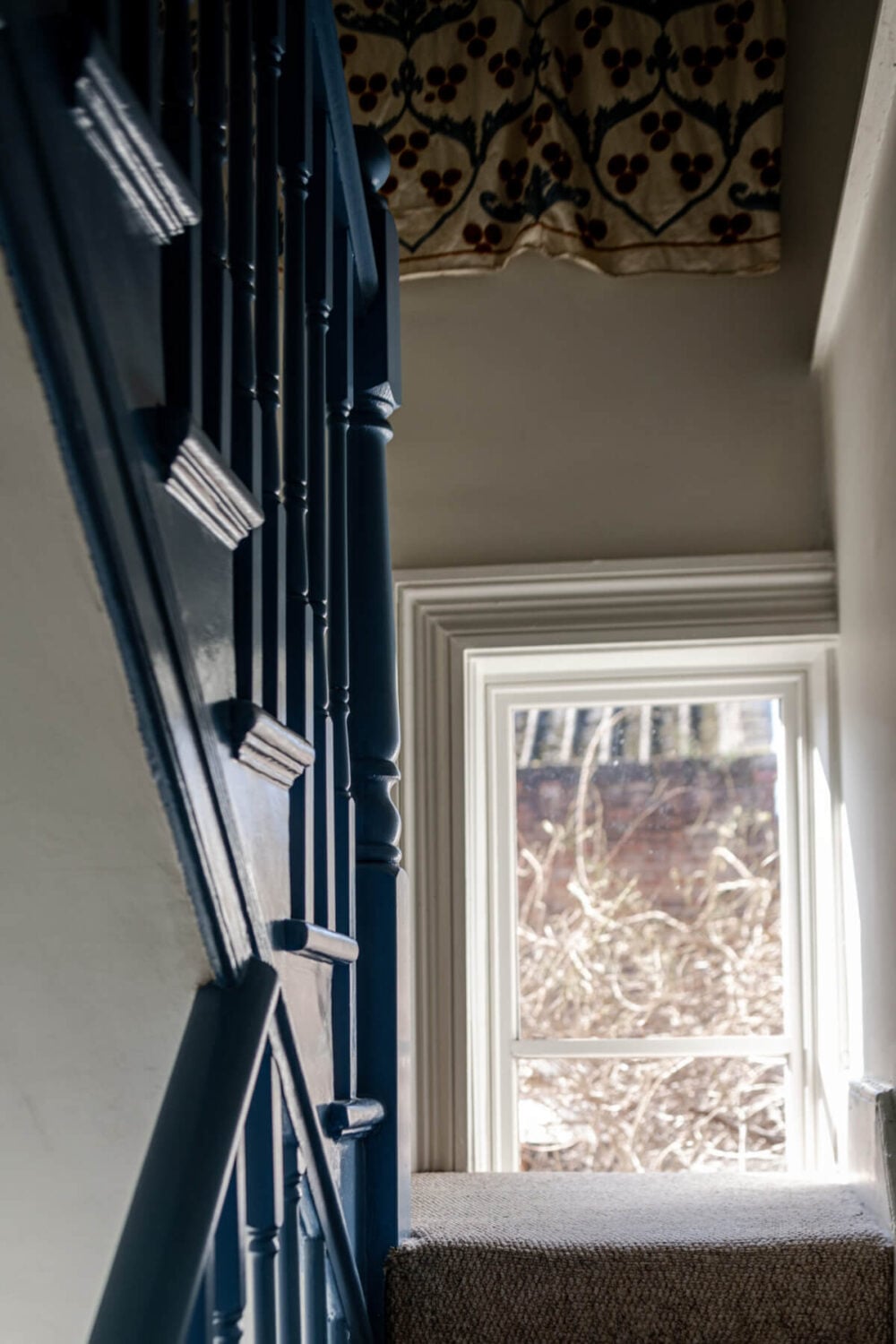 Color, Pattern, and Textures in a Renovated London Townhouse 12 blue staircase