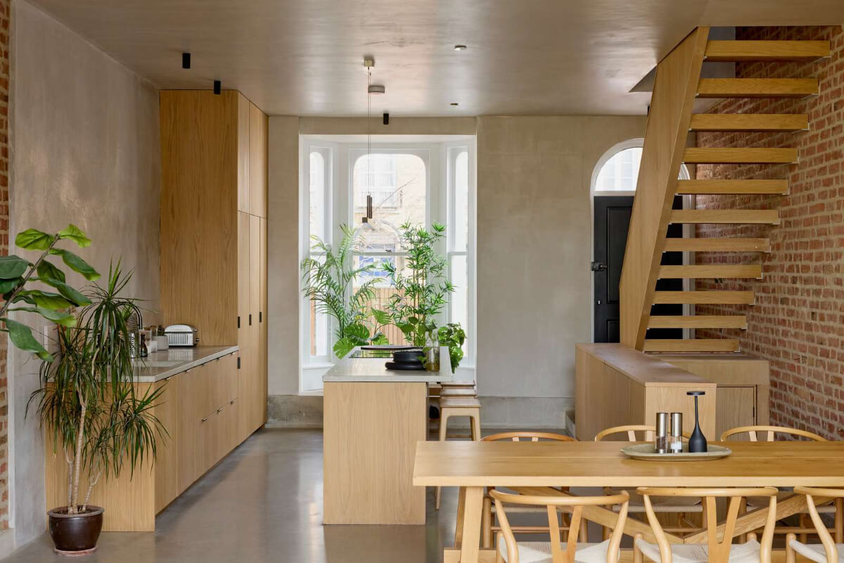 contemporary open plan living space kitchen