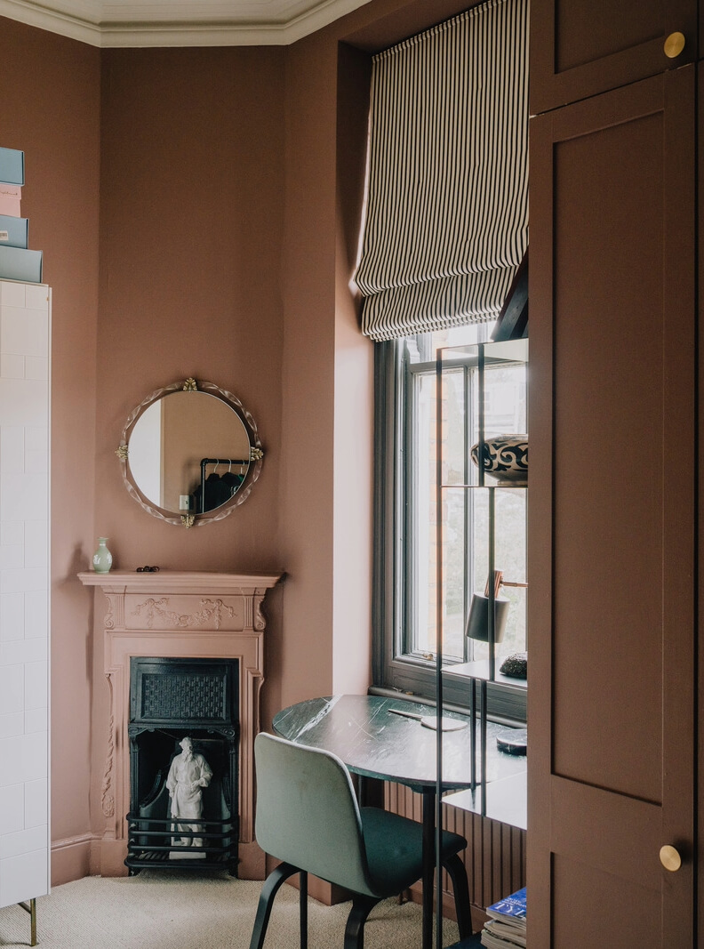 A Stunning Edwardian Apartment with High Ceilings and Period Details 17 dressing room with small corner fireplace