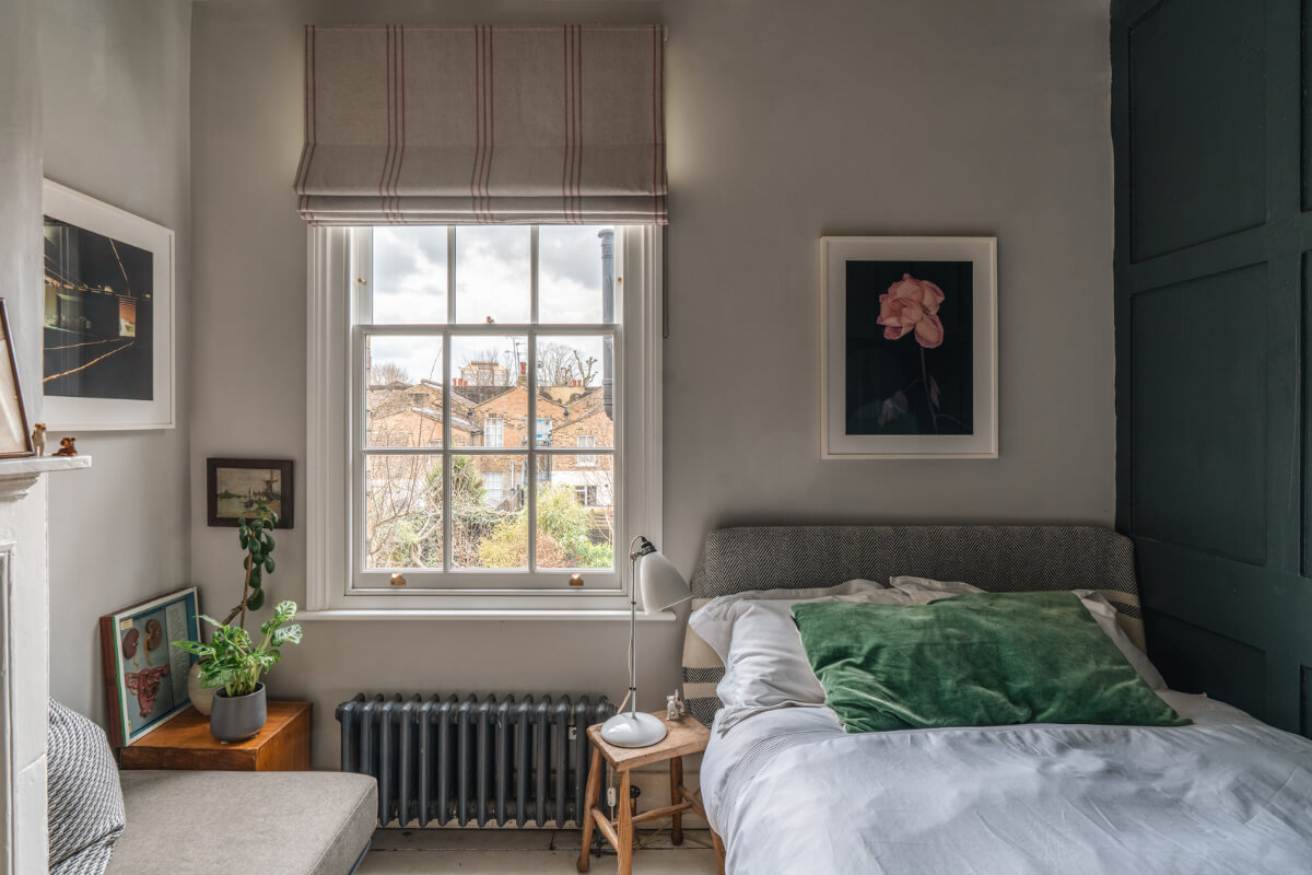 gray bedroom large window