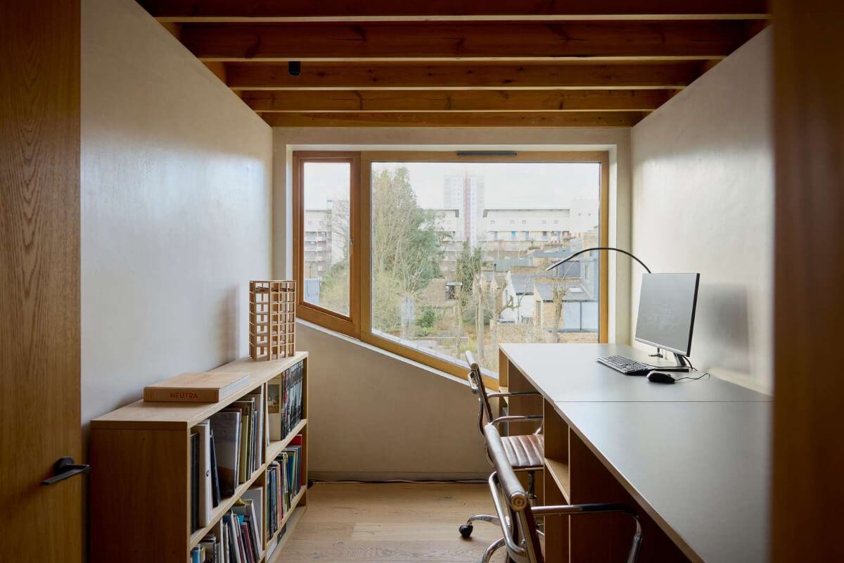 Contemporary Architect-Designed Interiors in a Victorian House 20 home office wooden ceiling