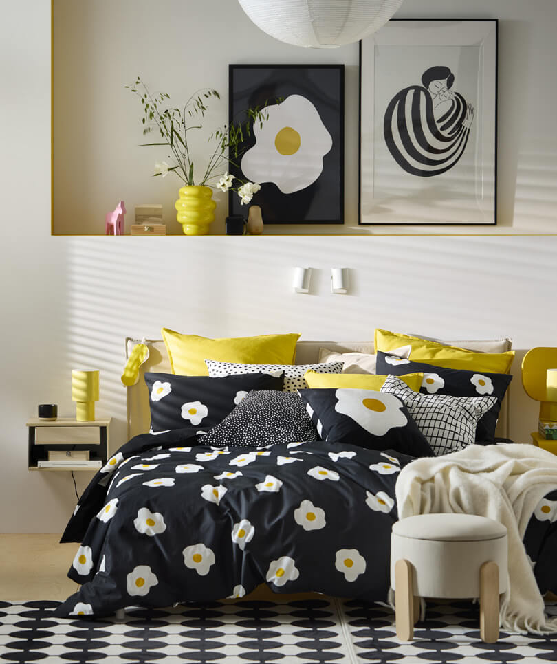 ikea bedroom egg themed bedding yellow color accents new collection april 2025 nordroom New IKEA Collection April 2025: Colorful Designs and Patterns